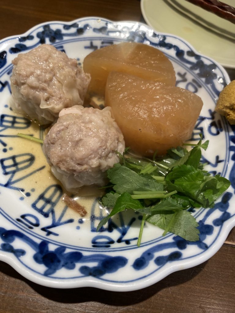 天下茶屋 おでん まる米 自家製焼売と大根