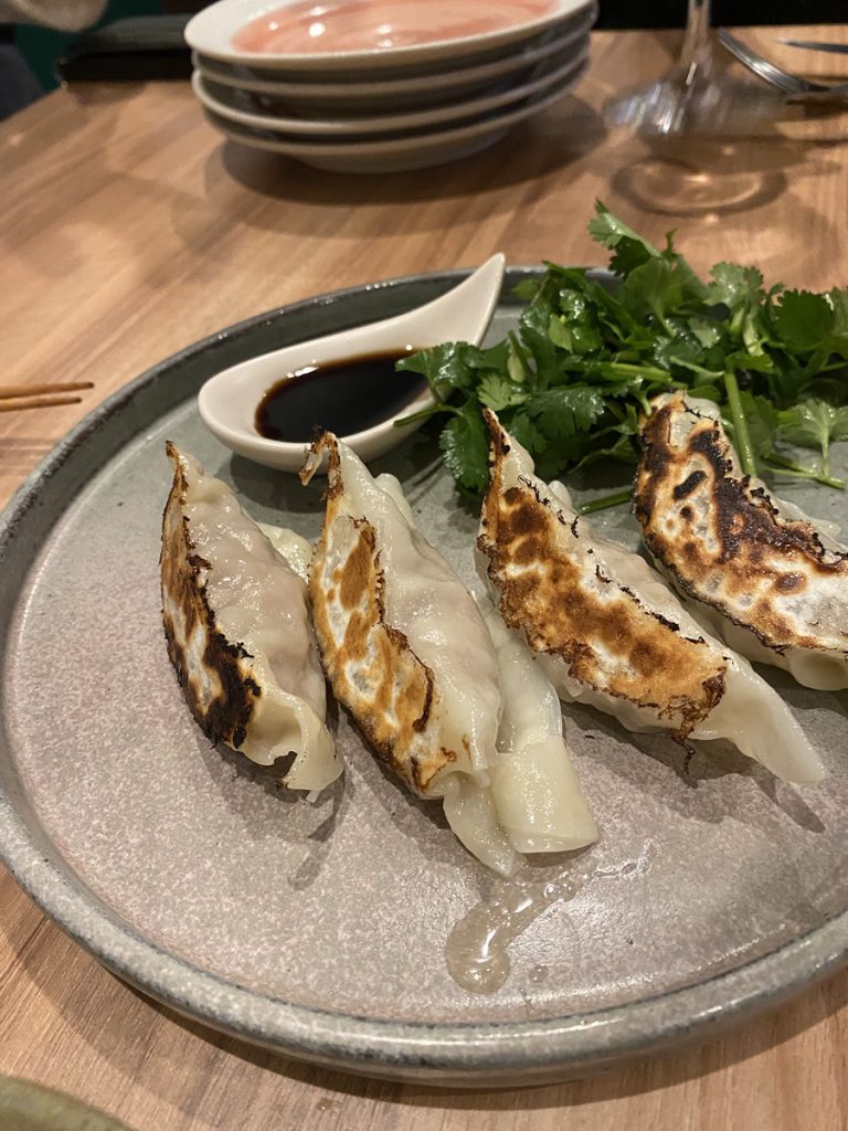 天神橋筋六丁目の路地裏イタリアンPotalaさん 仔羊 スパイス餃子 パクチー添え