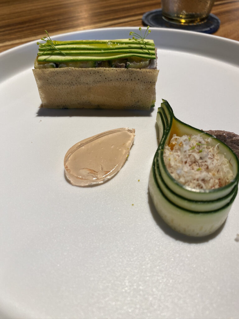 fusible 2025 summer アユとフォアグラのガトー仕立て 夏の香りを添えて