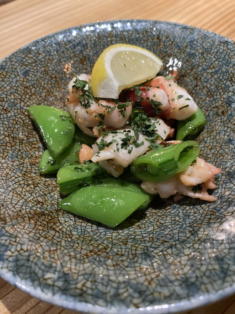 北浜 PENTOLA エビとスナップえんどう