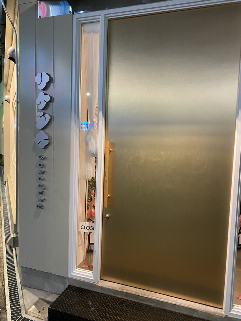 アルミ調、シンプルな出入り口