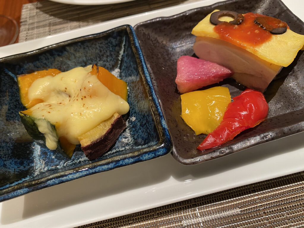 混載のチーズフォンデュとチキンの温菜（２日目）